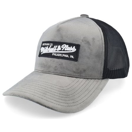 Mitchell & Ness - Grå trucker Keps - Hatstore Exclusive x Velvet M&n Box Logo Grey/Black A-Frame Trucker @ Hatstore