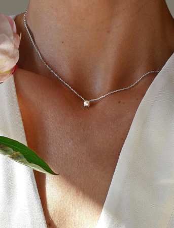 Drakenberg Sjölin Petite Pearl Necklace - Silver - ONE SIZE