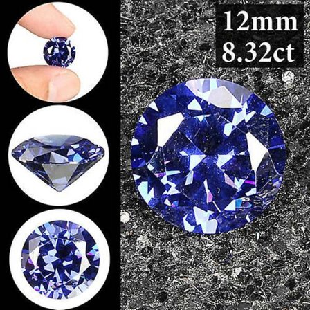 8.32ct AAAA+ Laatuinen Irtonainen Jalokivi Käsittelemätön Royal Blue Tansaniitti 12mm Pyöreä