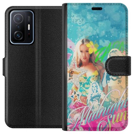 Kompatibel Tegnebogsetui til Xiaomi 11T Eventyrverden med Steve, Creeper og dyr i farverig blokgrafik