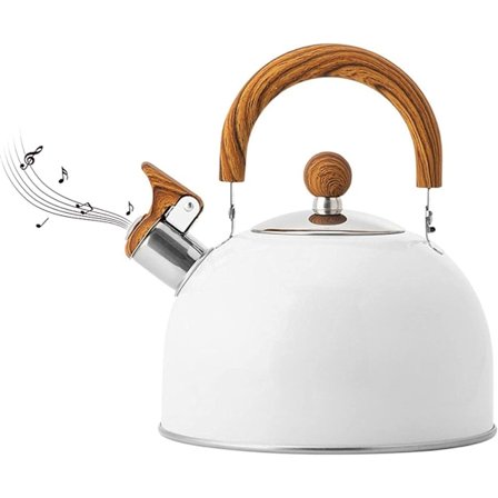 2,5 liters rostfritt stål visselpipa tekanna - vit