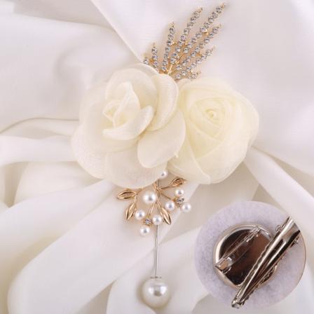 Lähde Avioliitto, käyttäen harsoa ruusu ranne kukkia, rinta kukkia rintaneula, morsian sulhanen mekko tarvikkeet 542 Milk