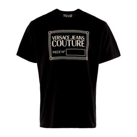 Versace Jeans Couture, logo-print cotton T-shirt Zwart, Heren, Maat:L