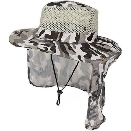 Fiskehatt med nakkebeskyttelse bred brem sammenleggbar sommerhatt