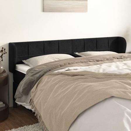 Vidaxl Huvudgavel Med Kanter Svart 163x23x78/88 Cm Sammet Svart