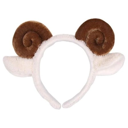 Fåre-pandebånd med fårehorn og ører, dyre-fårekostume-tilbehør (kaffe)1 stk. 1 stk.