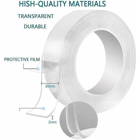Tvåsidig tejp som inte lämnar märken, återanvändbar nanogelplatta, transparent, dubbelsidig, halkfri, avtagbar tejp, självhäftande, transparent 