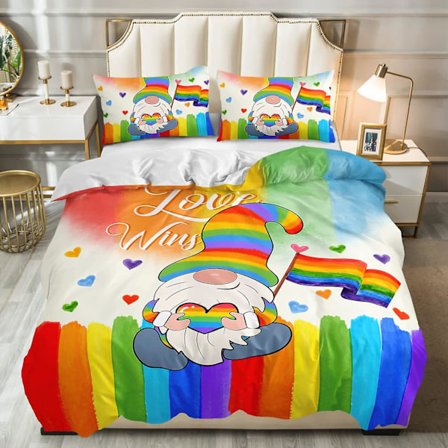 Regnbåge Påslakanset För Tonåringar Färgglada Kärlek Sängkläder Kärlek Hjärta Täcke Överdrag