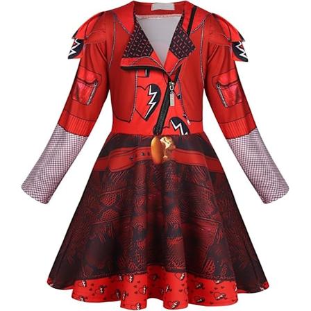Descendants Rise of Red Kostume Piger Halloween Kostumer Outfit Prinsesse Kjoler Børn Lange Ærmer Cosplay Tøj Red 120cm