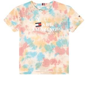Kids - Tommy Hilfiger Branded T-Shirt With Tie-dye Effect Ecru 5 Years - Tops - 5 years - Cream
