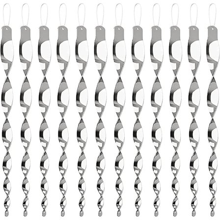 Paket med 12 reflekterande fågelavskräckande medel, hängande fågelavvisande reflektorer.