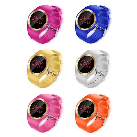 Elektronisk Klokke Lysende Liv Vanntett Rund Skive LED Sportsklokke Digital Armbåndsur for Student