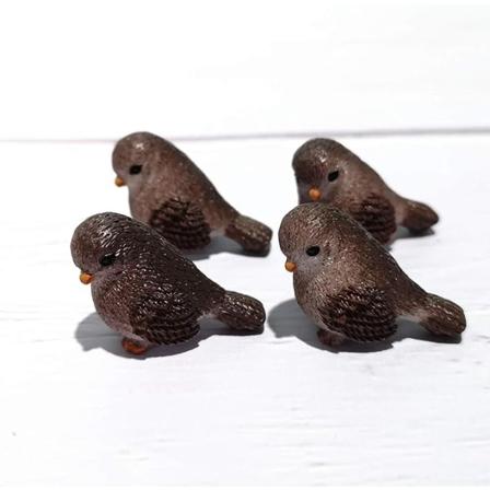Mini Fugl Miniature Figur 4/8 Stk Små Fugle Model Figur Micro Landskab Hjem Ornament Miniature DIY Håndværk Have Dekoration (4 stk Grå)