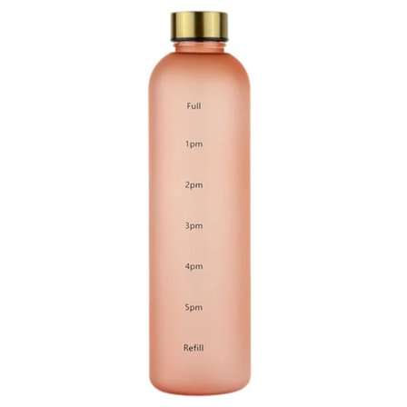 Minimalistinen motivoiva vesipullo, jossa aikamerkki 1000 ml beige