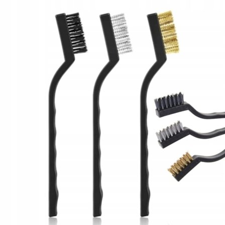 Børstesæt 3 Dele – Stål, Messing, Nylon til Rengøring | 166 Mm Længde | Ergonomisk Greb, Kompakt Størrelse