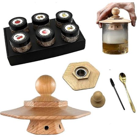 Cocktail røykesett, kompatibelt med whisky, ost og smaksatt drikke røyketilbehør, cocktailbartilbehør.