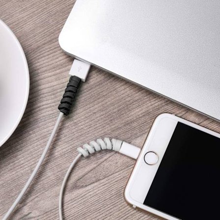 12-pack Typ-C-kabel Laddare, Mjukt Silikon Micro USB-skydd, Muskabelskydd, Passar Alla Mobiltelefoner (12-pack, Svart, Grå)