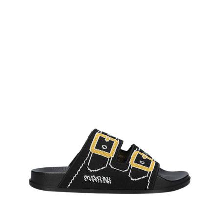 Marni, Jacquard Two-Strap Slides Zwart, Heren, Maat:41 EU,Canvas