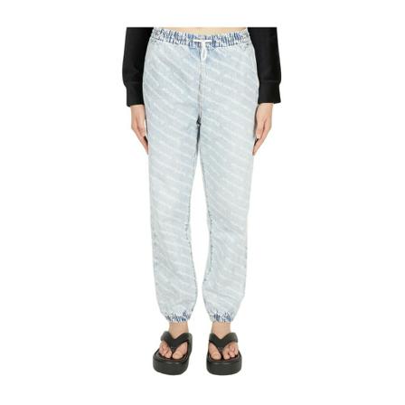 Alexander Wang Denim Logo Track Bukser Blå, Dame