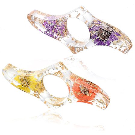 Harpiks Tørrede Blomster Bogsideholder, 2 stk. Transparent Håndlavede Tommelfinger Bogmærker Blomster Tommelfinger Loop Sideholder Bogåbner 