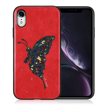 iPhone Xr WK Timantti perhos kuviollinen hybriidi takasuoja kuori - Punainen Red