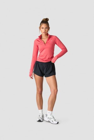 Everyday Long Sleeve 1/4 Stripe Zipper Raspberry
