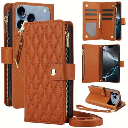 Wallet Case til iPhone 17/ 16e/ 16/ 15/ 14/ 13/ 12/ 11 Pro Max/ XR/ X/ XS/ XS Max/ 16 Plus/ 12 Mini/ 13 Mini/ SE 2020/ SE 2022/ Air 2025