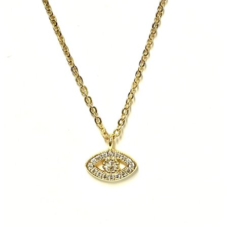 18k guldpläterat halsband med små onda ögat hänge, symboliskt halsband