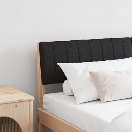 Klädd sänggavel Svart 140 cm Massiv furu