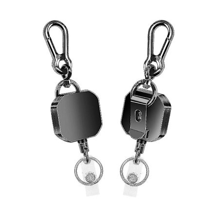 Uusi 2-pakkauksen rullaava avaimenperä, kestävä metalli-ID-pidike avaimenperä, karabiinikoukku avaimenperä vyökiinnikkeellä