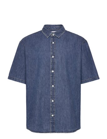 Weekday Loose Short Sleeve Denim Shirt - Blue - L