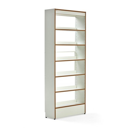 Bibliotheksregal STORY, basic, einseitig, 2240x922x305 mm, 6 Fachböden, weiß