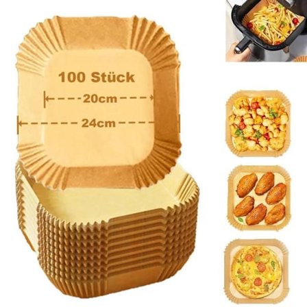 Airfryer Papir, 100 Ark 20-24 cm Airfryer Liners, Non-Stick Engangspapir
