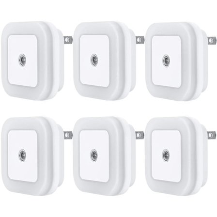Led Night Light Lamp With Smart Sensor Dusk To Dawn Sensor, Daylight White, 0.5w Plug-in, 6-pack