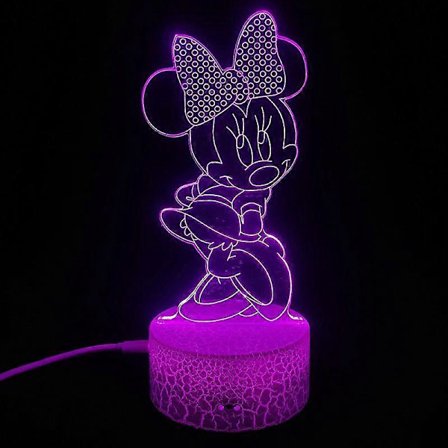 PBD Vacker Mickey Minnie Mouse LED-nattlampa, USB-fjärrkontroll 3D visuell nattlampa för sovrum, skrivbordslampa dekor 16 färger, Jul (FMY)