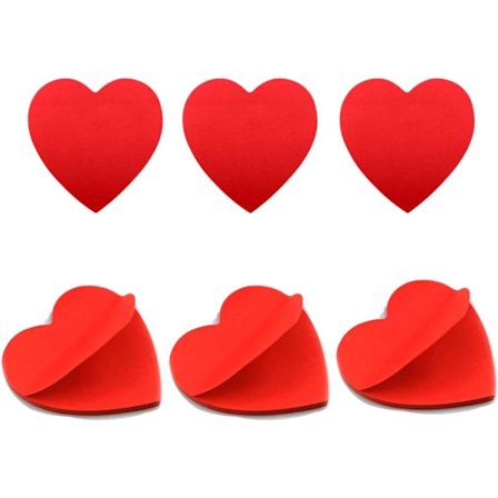 6-pak Hjerteformede Sticky Notes Røde Sticky Notes Søte Sticky Notes Selvklebende Sticky Notes Memo Pad Notater for Skole Kontor
