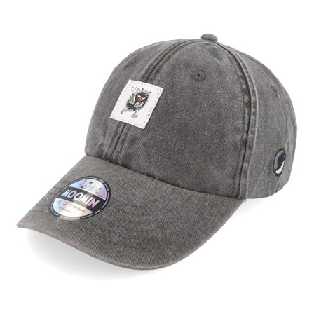 Moomin - Stinky Bottles Black Denim Dad Cap Unconstructed Black Cap - @ Hatstore