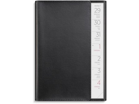 Burde Stor Veckokalender 2026 konstl. svart - Lyreco - Almanackor och kalendrar - Veckokalendrar - Stora veckokalendrar