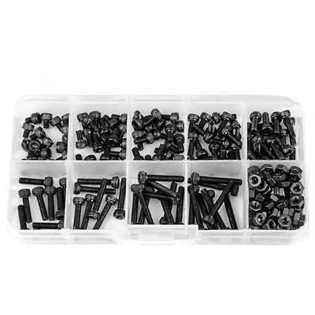 M3 Sekskantskrue Sett Rundt Hode Skruer Din912 Bolter Muttere Sortimentsett Svart 12.9 Kvalitet