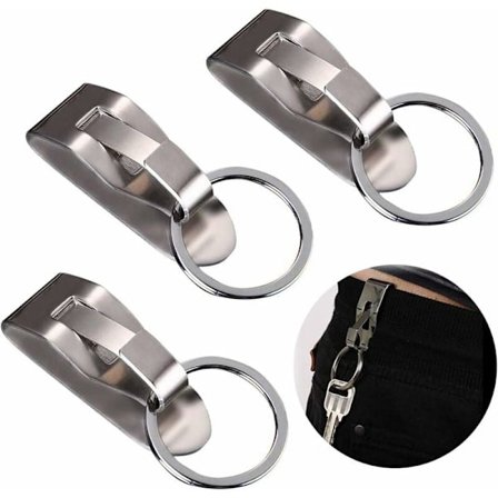 Avainnauhavyö, 3-osainen vyöklipsipidike Avainnauha Miehet Ruostumaton teräs Irrotettava Avainnauha, Vyöklipsi Porte Cle, Hopea-