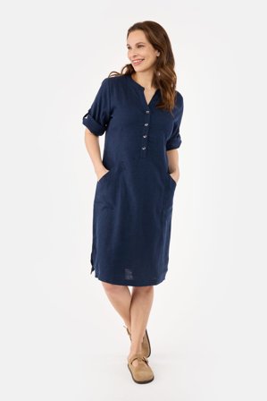 SIGNATURE - Hør Kjole - Navy