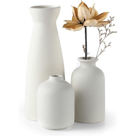 3 Små blomstervaser til dekoration, moderne boho bondehus hjemmeindretning, dekorativ vase til pampasgræs og tørrede blomster, ideel til hylde, bord, 