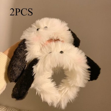2 stk. THCBME Dame Plysj Hundeøre Hodebånd med Luftige Svarte & Hvite /Valpeører - Mykt Kjæledyr-Tema Hårtilbehør Egnet for Kostymefester,