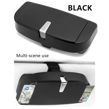 Brilleetui, Solbrilleholder til bilens solskærm, Mønt/seddel/kort opbevaringsboks, til rejser, sort