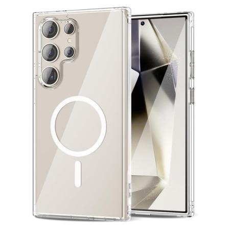 Galaxy S23 ULTRA - Magnetisk trådløs opladningsetui med stød Transparent