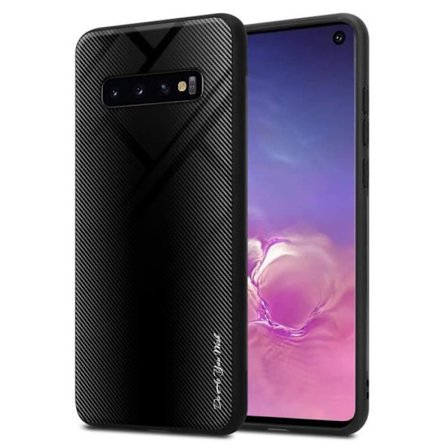 Fodral till Samsung Galaxy S10 4G Skal i SVART OPAL Fodral Skydd i härdat glas och TPU silikon