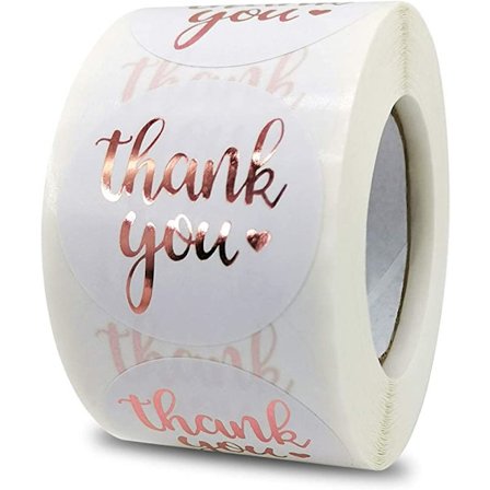 1,5 tommer takklistermærker (3,8 cm diameter), 500 stk. rose guld