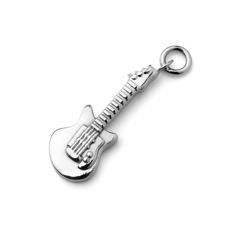 Silver-Tone Titanium Guitar Charm for Men - Charm Hoop Earrings