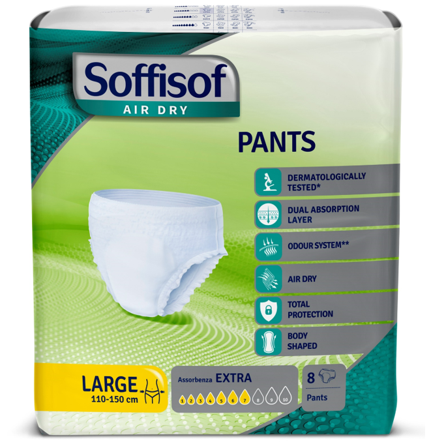 Soffisof Air Dry Pants Extra Taglia Large 8 Pezzi