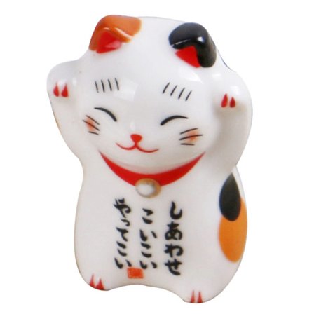 Keramiska ätpinnshållare i japansk stil med kattmotiv, set med 5 mini-kattornament